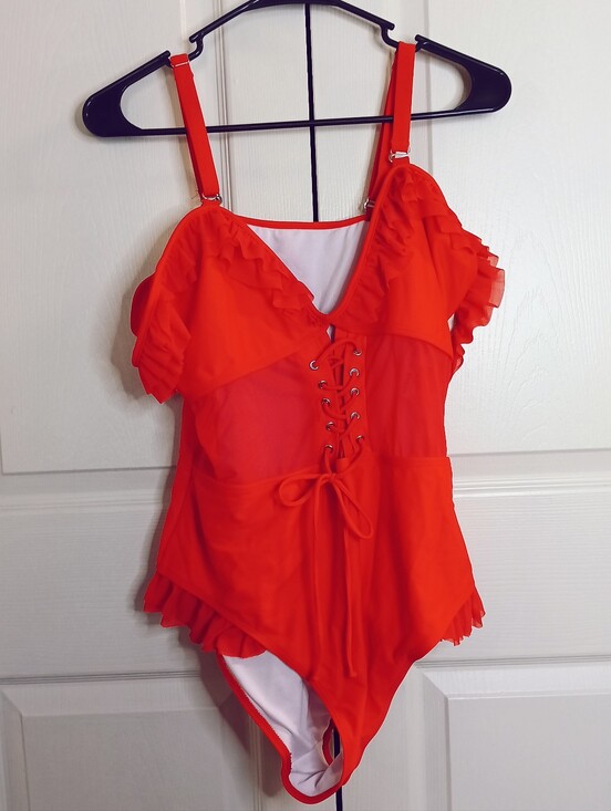 SHEIN Other - SHEIN Bright Red Ruffle One-Piece Swimsuit for Kids